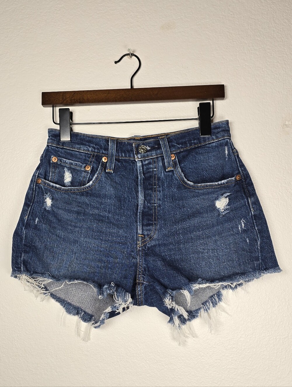Levi's 501 Original Distressed Cutoff Denim Shorts Tag 26 (Measures 28)